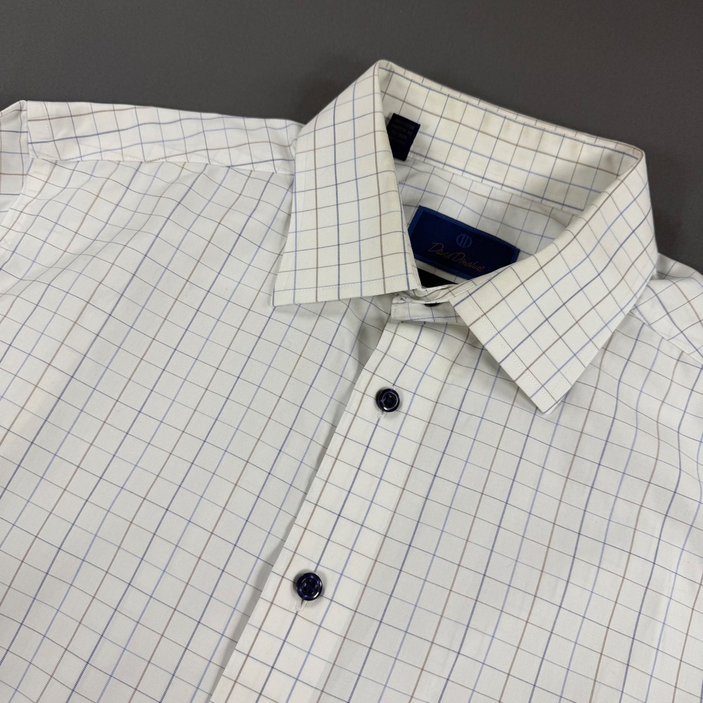 David Donahue Mens 17 34/35 Luxury Non Iron Trim Fit Dress Shirt